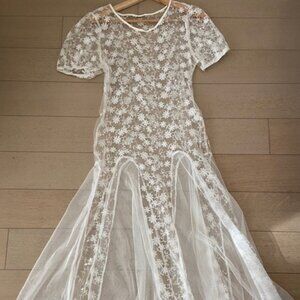 White sheer lace dress